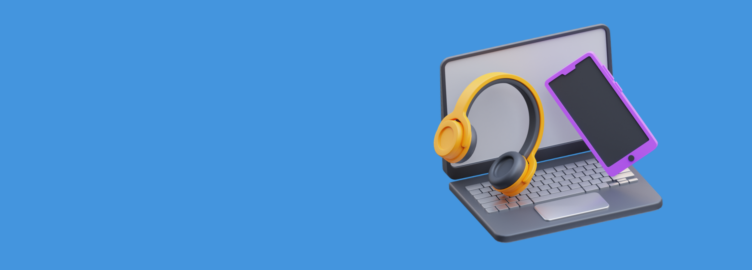 Slika slušalk in računalnika